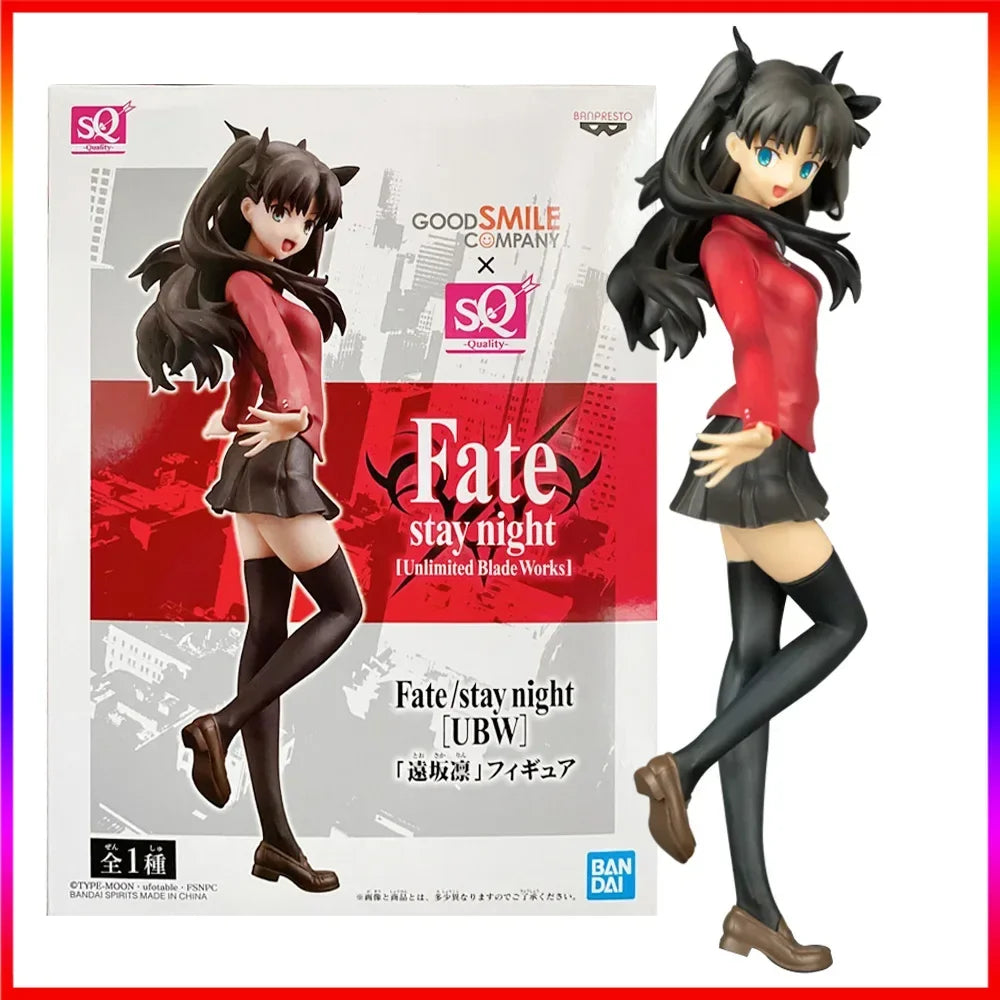 Anime Fate Stay Night Unlimited Blade Works Tohsaka Rin SQ Figure PVC Statue 18Cm Collectible Model Toy Action Character Gift
