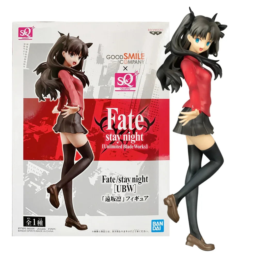 Anime Fate Stay Night Unlimited Blade Works Tohsaka Rin SQ Figure PVC Statue 18Cm Collectible Model Toy Action Character Gift