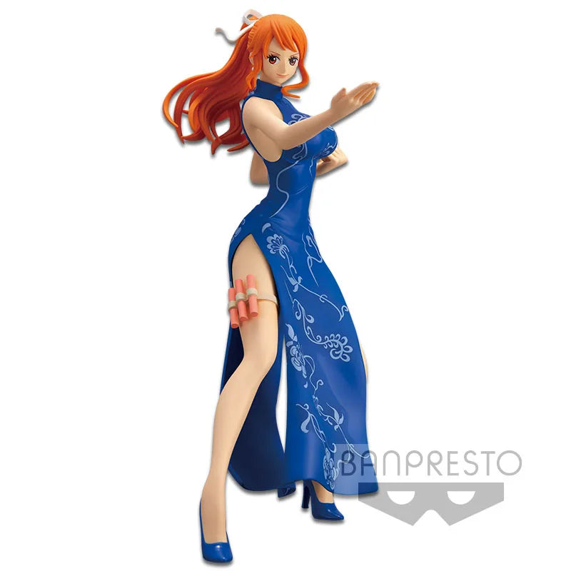 Judai 22Cm Original  Banpresto Glitter & Glamours One Piece Nami Kung Fu Style PVC Action Figure Model Doll Toys