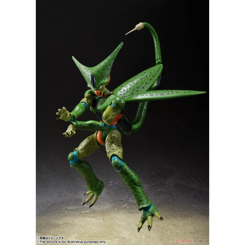 In Stock BANDAI S.H.Figuarts Original Dragon Ball Z Cell First Form Anime Figure Action Figure Replaceable Face Toy Gift for Kid