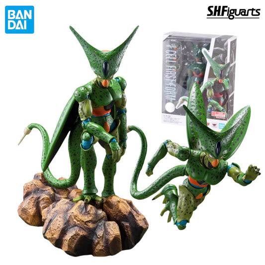 In Stock BANDAI S.H.Figuarts Original Dragon Ball Z Cell First Form Anime Figure Action Figure Replaceable Face Toy Gift for Kid